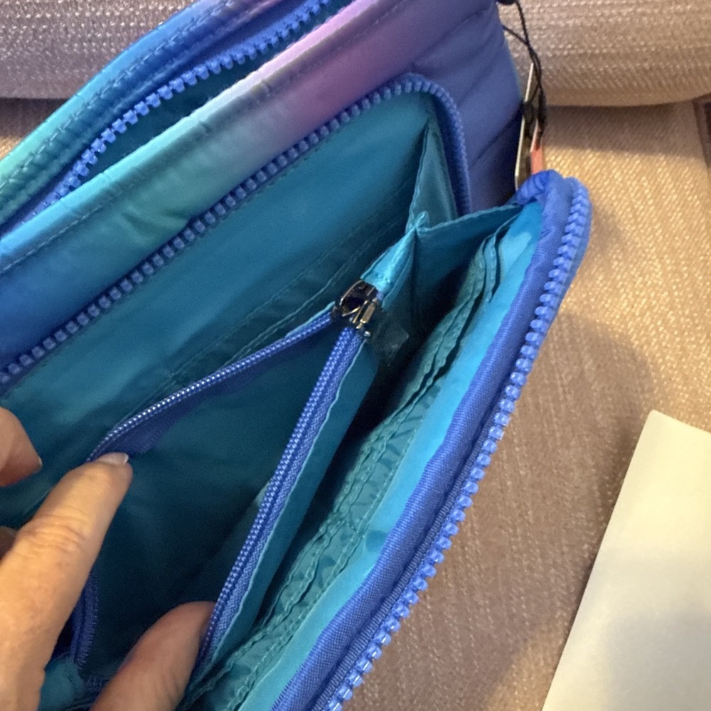 Think Royln Bank Street XL Crossbody w/Pouch Blue Lagoon Ombre Quilted RFID - Picture 9 of 15